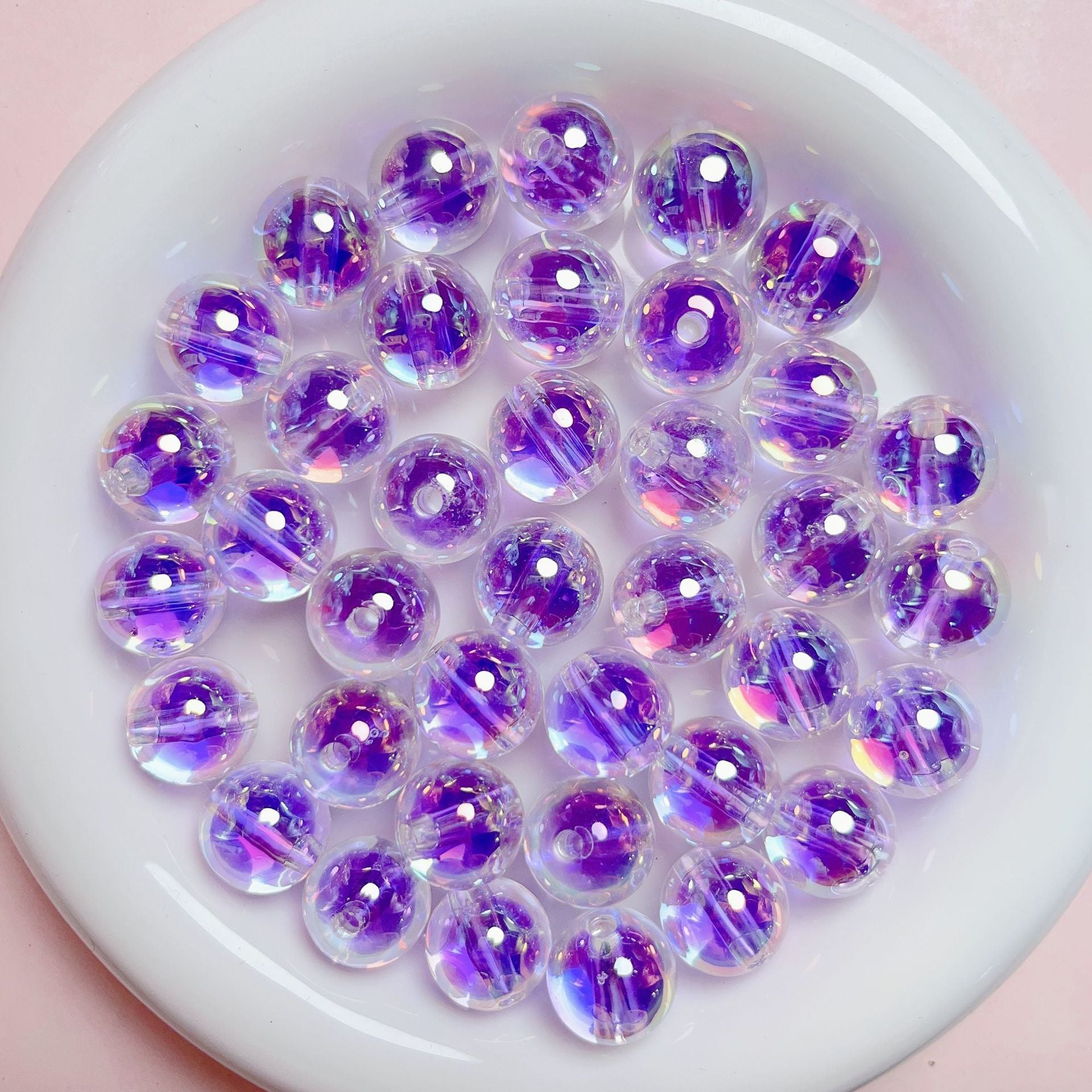 Wholesale 10pcs 16mm UV transparent sugar core round beads straight hole beads